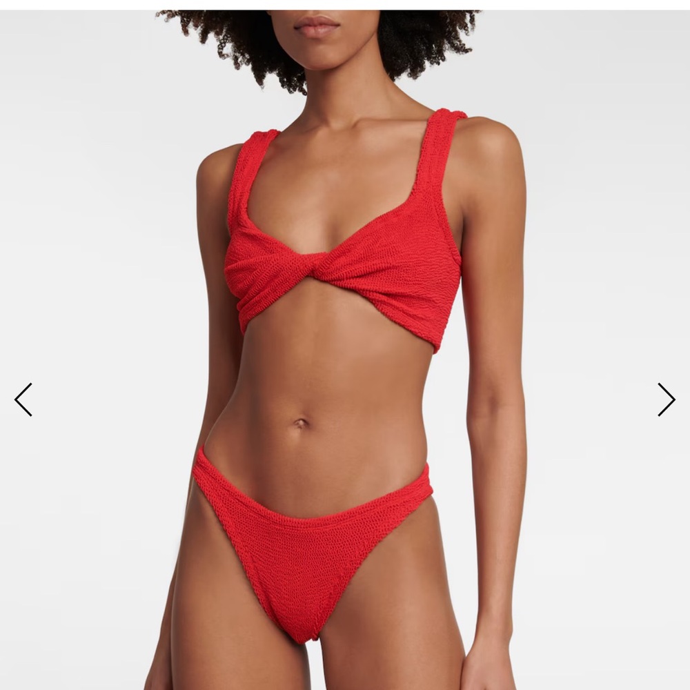 Red Hunza Juno Bikini Set Twist-Front Top & Bottom